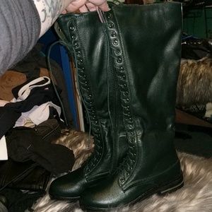 dark green combat boots
